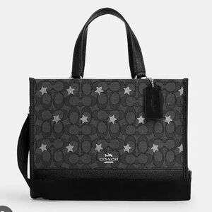 Coach Star Black and Gray Smith Tote with Monogram Design